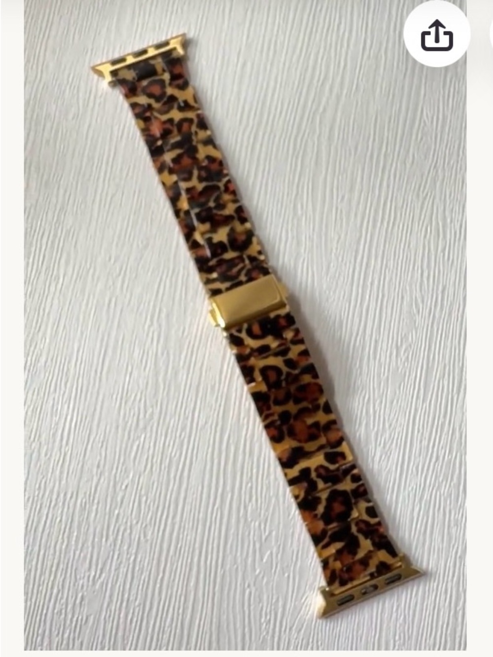 Leopard Print Women’s Apple Watch Band - Gold Hardware Stainless Steel